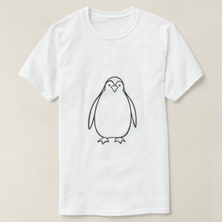 Camiseta de Arte em Linha Minimalista do Pinguim