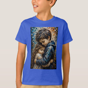 Camiseta de Arte em Mosaico 3D Abraço Inocente