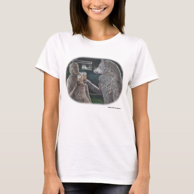 Camiseta de Arte Fantasia do Bebendo Mummy & Werew (Frente)