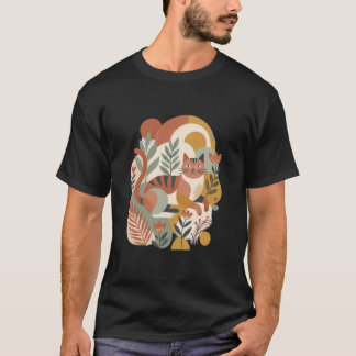 Camiseta de Arte Floral Boho Retro