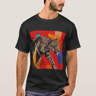 Camiseta de Arte Geométrica Abstrata de Leopardo