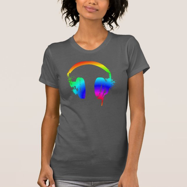 Camiseta de Arte Gráfica com Estêncil de Arco-Íris (Frente)