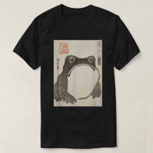 Camiseta de Arte Japonês com Sapo Mal-Humorado