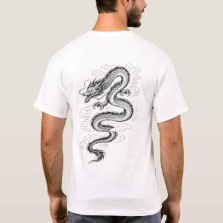 Camiseta de arte linear de dragão asiático tradici