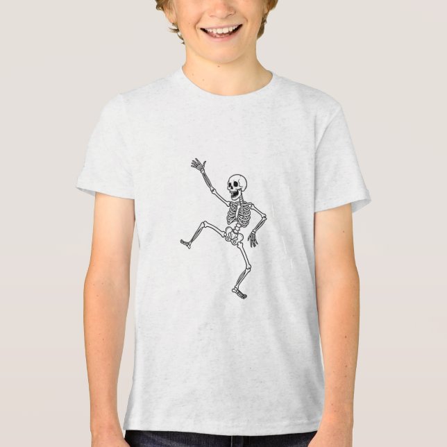Camiseta de arte linear de esqueleto dançante (Frente)