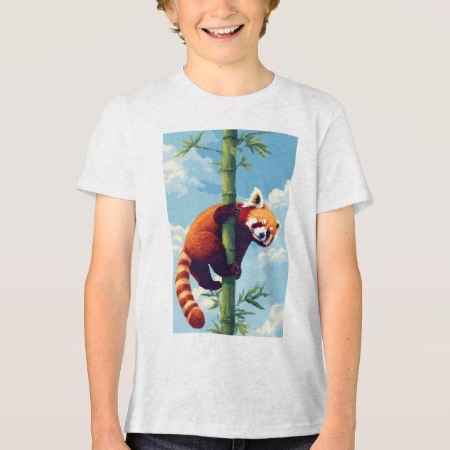 Camiseta de Arte Panda Vermelha Rebelde (Frente)