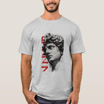 Camiseta de Arte Polka com Busto de Mármore Rachad