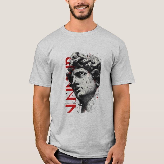 Camiseta de Arte Polka com Busto de Mármore Rachad (Frente)