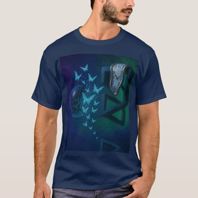 Camiseta de Arte Surreal – Fuga do Tempo (Frente)