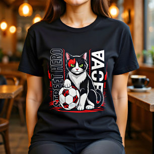 Camiseta de Arte Urbana de Gato Futebol — Presente