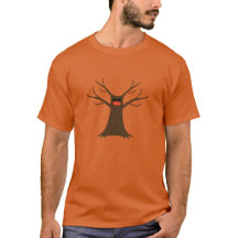 Camiseta de árvore assustadora usando máscara faci