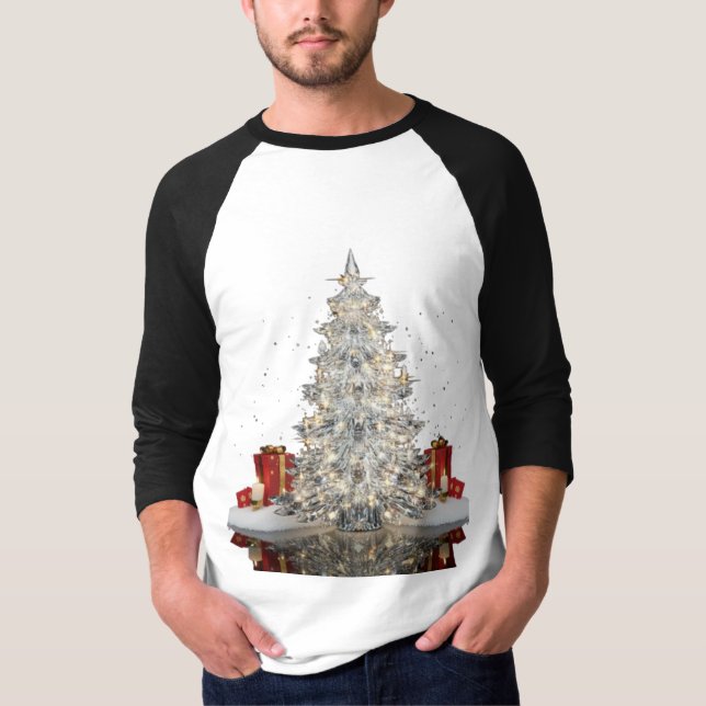 Camiseta de árvore de Natal de cristal de luxo | E (Frente)