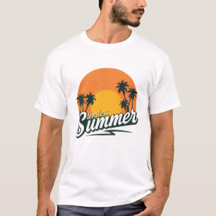 Camiseta de árvore de palmeira de praia de pôr do