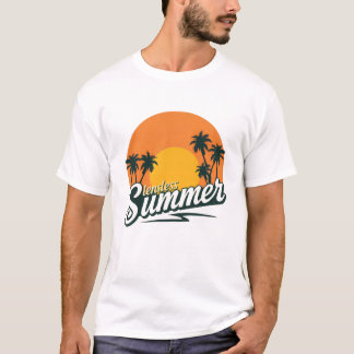 Camiseta de árvore de palmeira de praia de pôr do