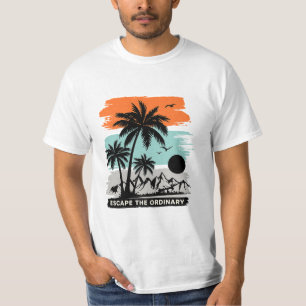 Camiseta de árvore de palmeira do pôr do sol tropi