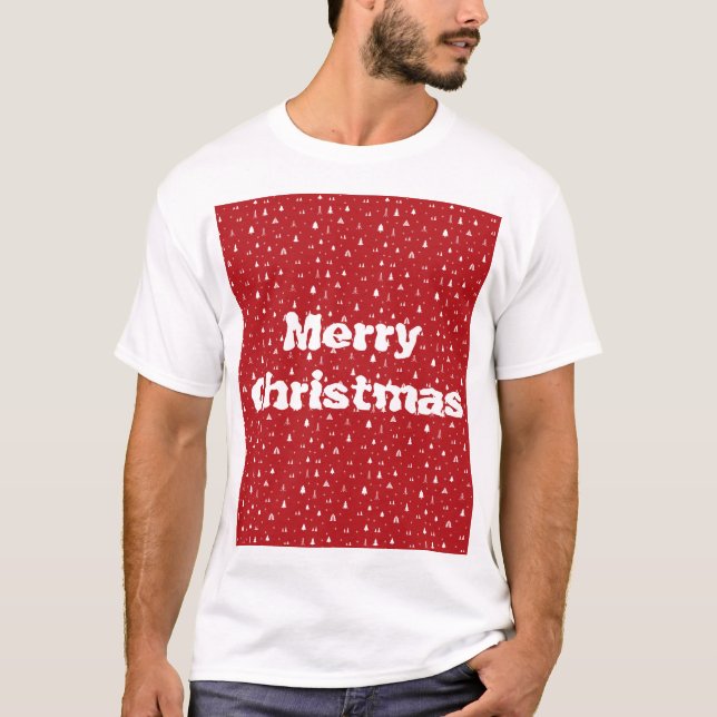 Camiseta de Árvores de Natal e Flocos de Neve (Frente)