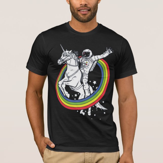 Camiseta de Astronauta Montando Unicórnio (Frente)