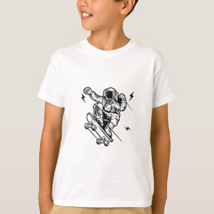 Camiseta de Astronauta Skater com Arte de Linha Pr