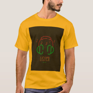 Camiseta de auscultadores neon Listen Music