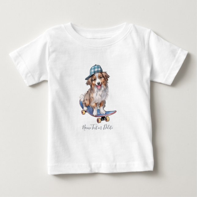 Camiseta de Australian Shepherd Aquarela (Frente)