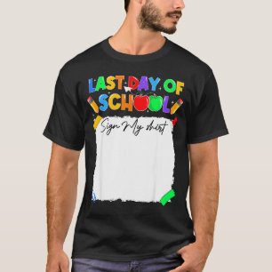 Camiseta de autógrafo de placa do último dia de es