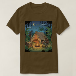 Camiseta de Aventura Fogueira Noturna Sob as Estre