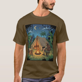 Camiseta de Aventura Fogueira Noturna Sob as Estre