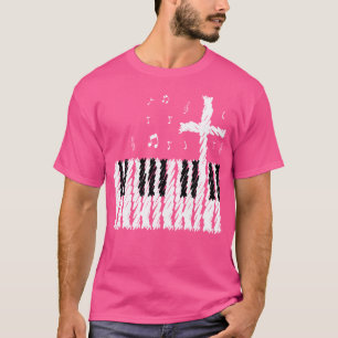 Camiseta de Banda Cristã Tee de Clave de Piano Rel