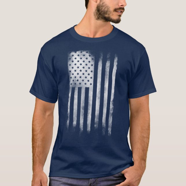 Camiseta de Bandeira Americana Enrugada para Homen (Frente)