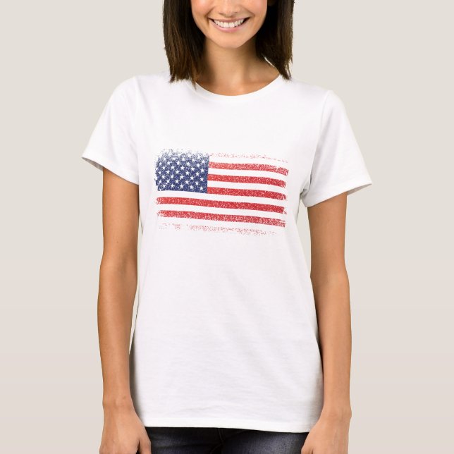 Camiseta de bandeira americana para mulheres (Frente)