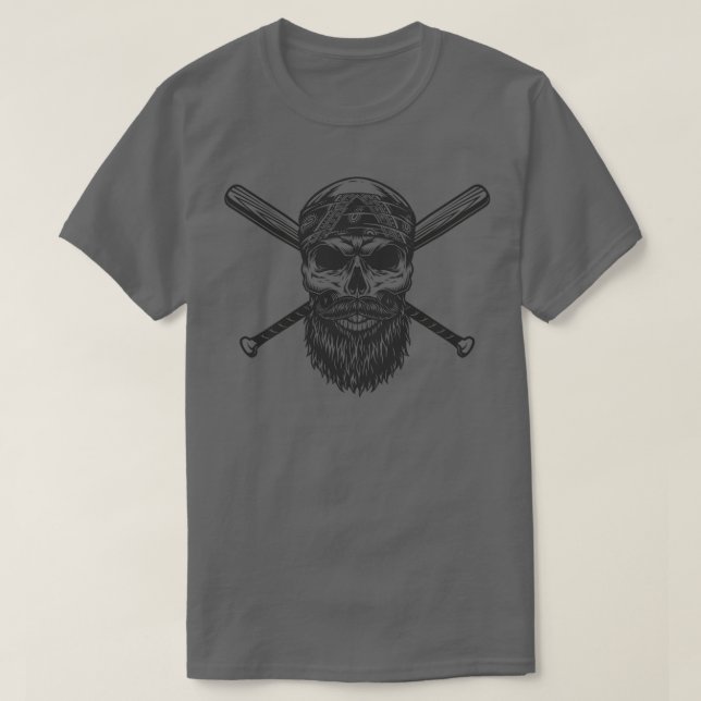 Camiseta de barba de crânio (Frente do Design)