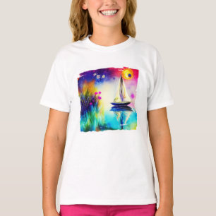 Camiseta de barco à vela colorida