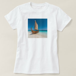 Camiseta de barco à vela de praia tropical   Ocean