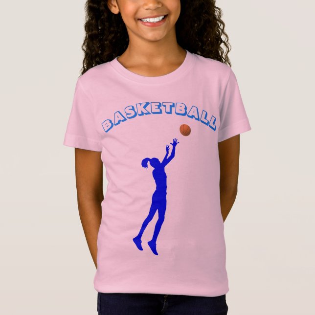 Camiseta de Basquete Azul com Fonte e Garota (Frente)