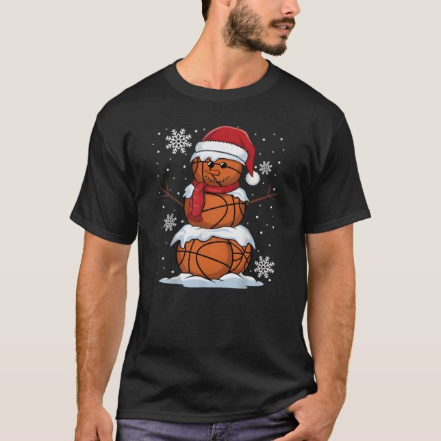 Camiseta de Basquete com Boneco de Neve de Natal (Frente)