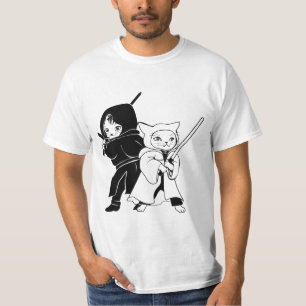 Camiseta de Batalha com Espada de Luz de Gatos Nin