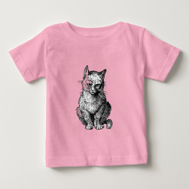 Camiseta de bebê animal gato fofo rabugento (Frente)