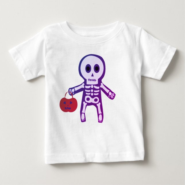 Camiseta de Bebê Bonito Esqueleto de Halloween (Frente)
