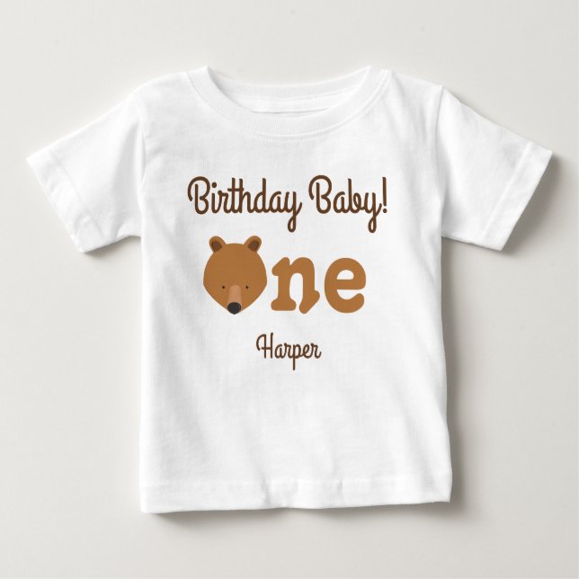 Camiseta de Bebê Bonito Primeiro Aniversário (Frente)