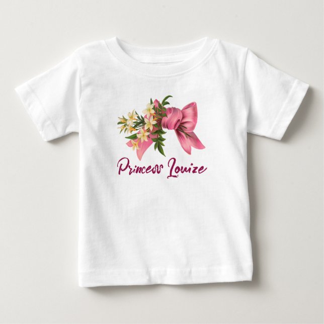 camiseta de bebé com buquê de flores brancas (Frente)