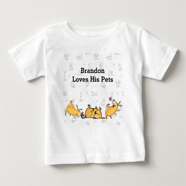 Camiseta de Bebê com Cães Bonitos (Frente)