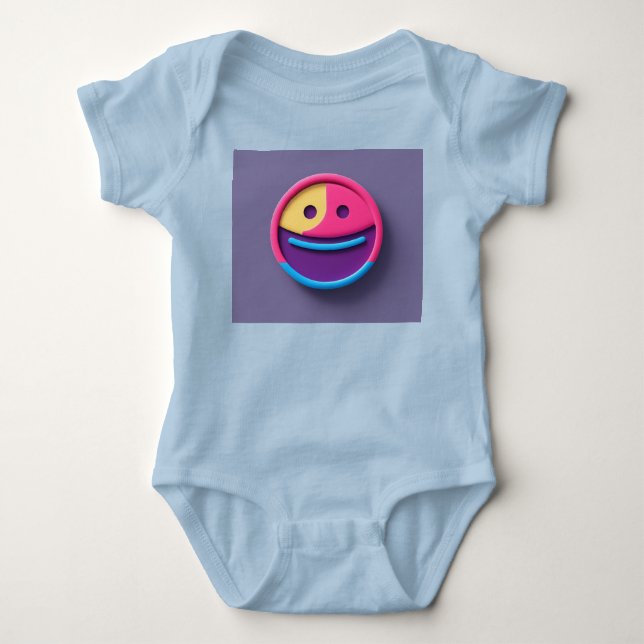 Camiseta de Bebê com Emoji Sorridente Adorável (Frente)