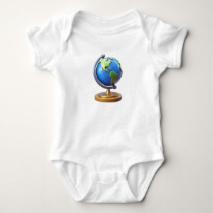 Camiseta de Bebê com Globo Terrestre 3D Fofo – Ado