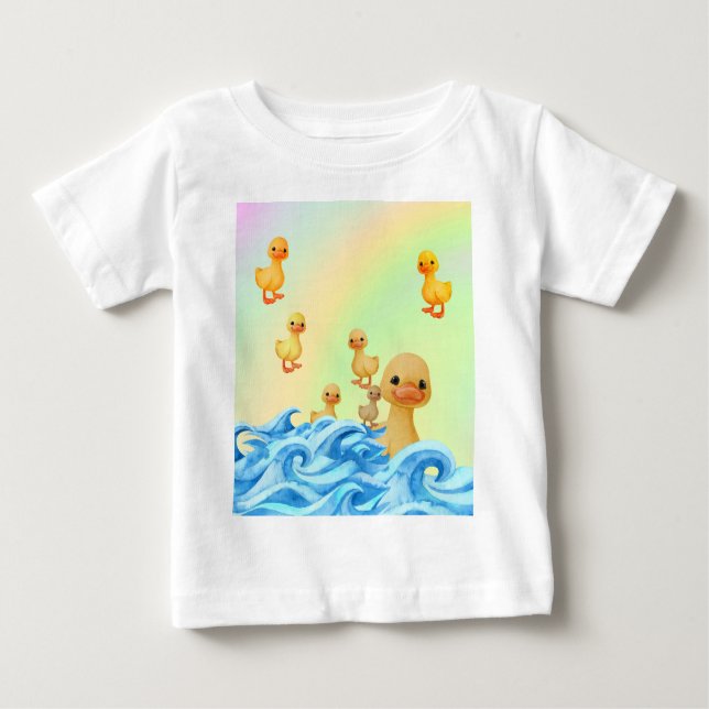 Camiseta de Bebê com Mãe e patinhos (Frente)