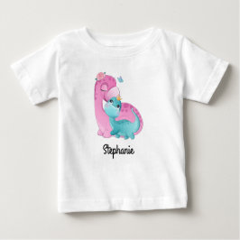 Camiseta de bebé com nome personalizado | dinossau