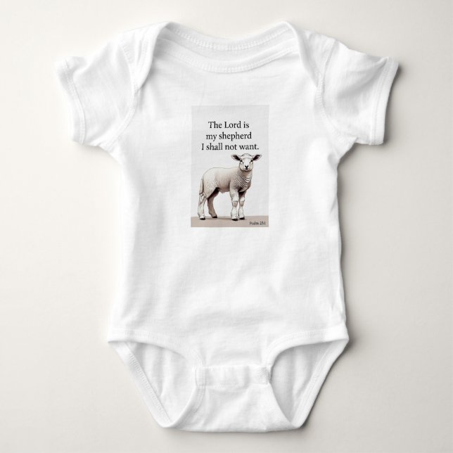 Camiseta de Bebê Cordeiro Cristão Salmo 23:1 (Frente)