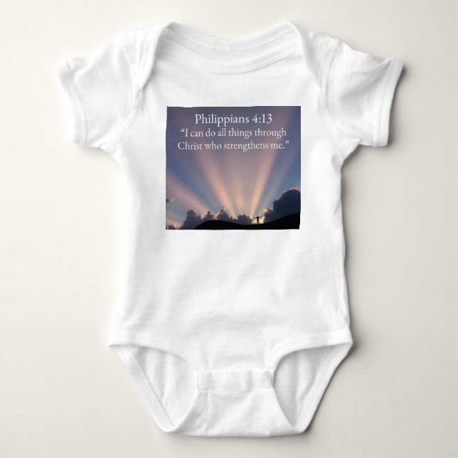 Camiseta de Bebê Cristã Filipenses 4:13 (Frente)