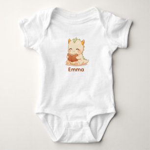 Camiseta de Bebê Cute Dragon Lendo Livro