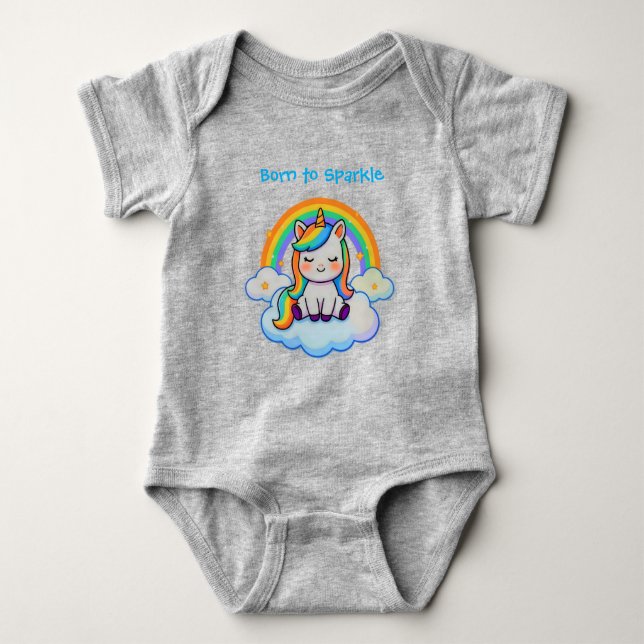 Camiseta de Bebê de Algodão Unicórnio da Moda (Frente)