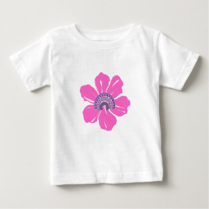 Camiseta De Bebê De Verão Cuta Com Flor Rosa